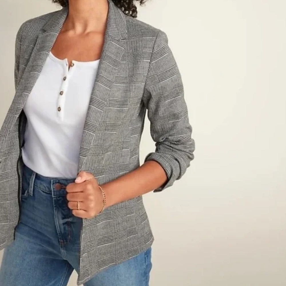 NWOT Old Navy Plaid Blazer Black & White XS